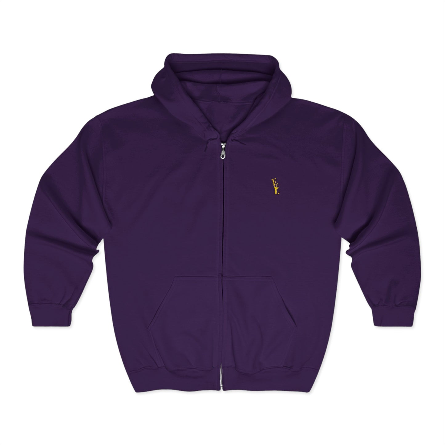 Everton Lane® Heavyweight Zip Hoodie – Purple | Signature Golden Embroidery