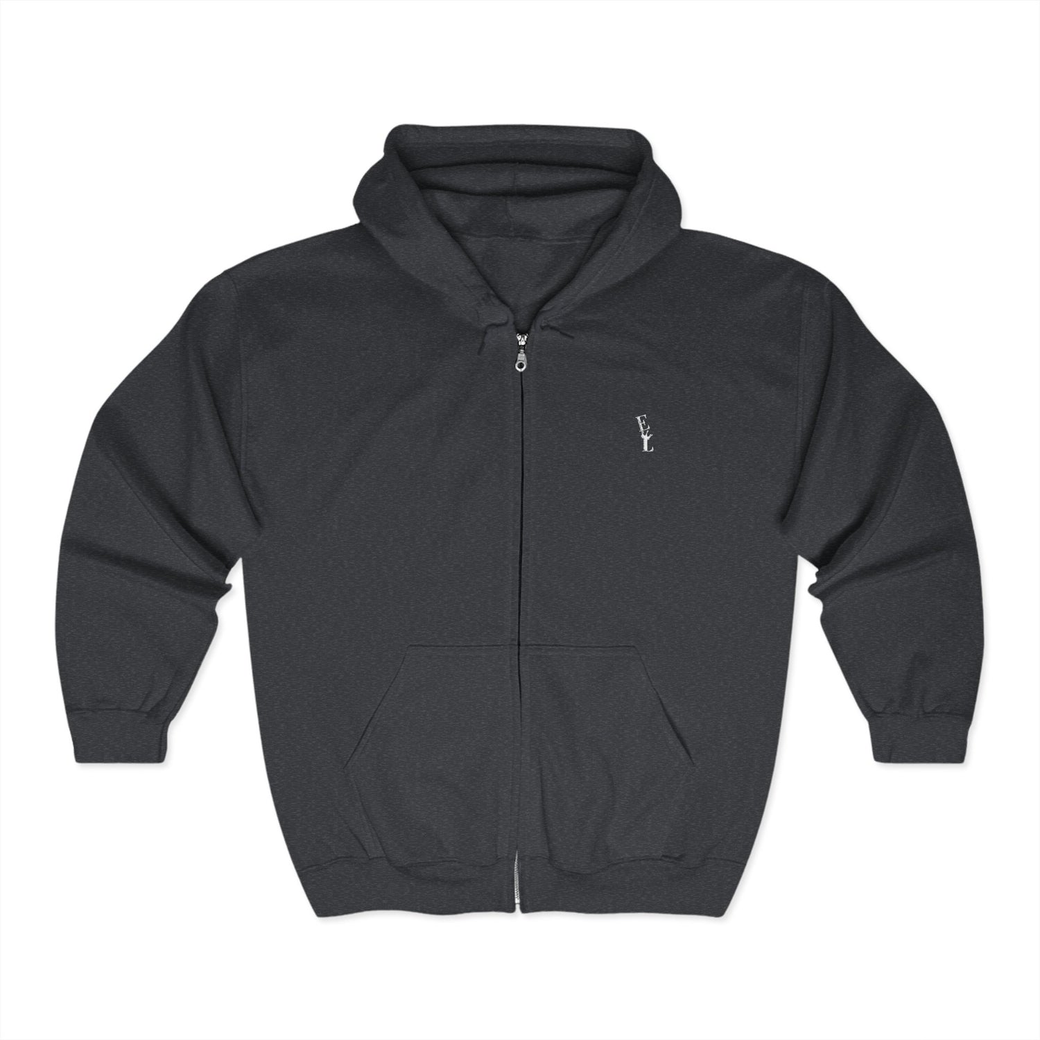 Everton Lane® Heavyweight Zip Hoodie – Heater Gray | Signature Silver Embroidery