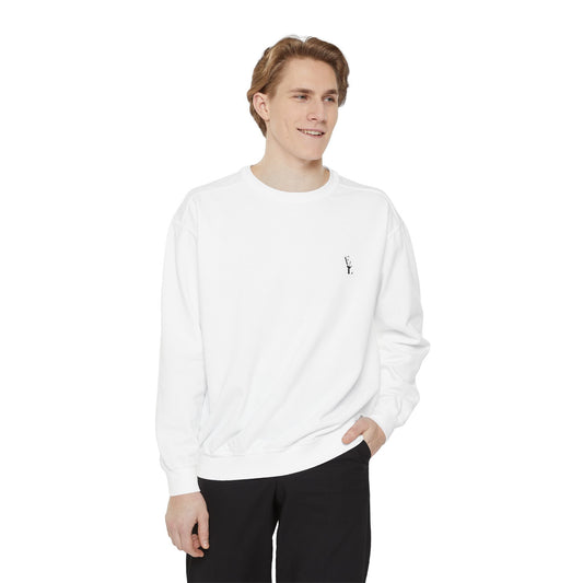 Everton Lane® Garment-Dyed Sweatshirt – White | Signature Black Embroidery
