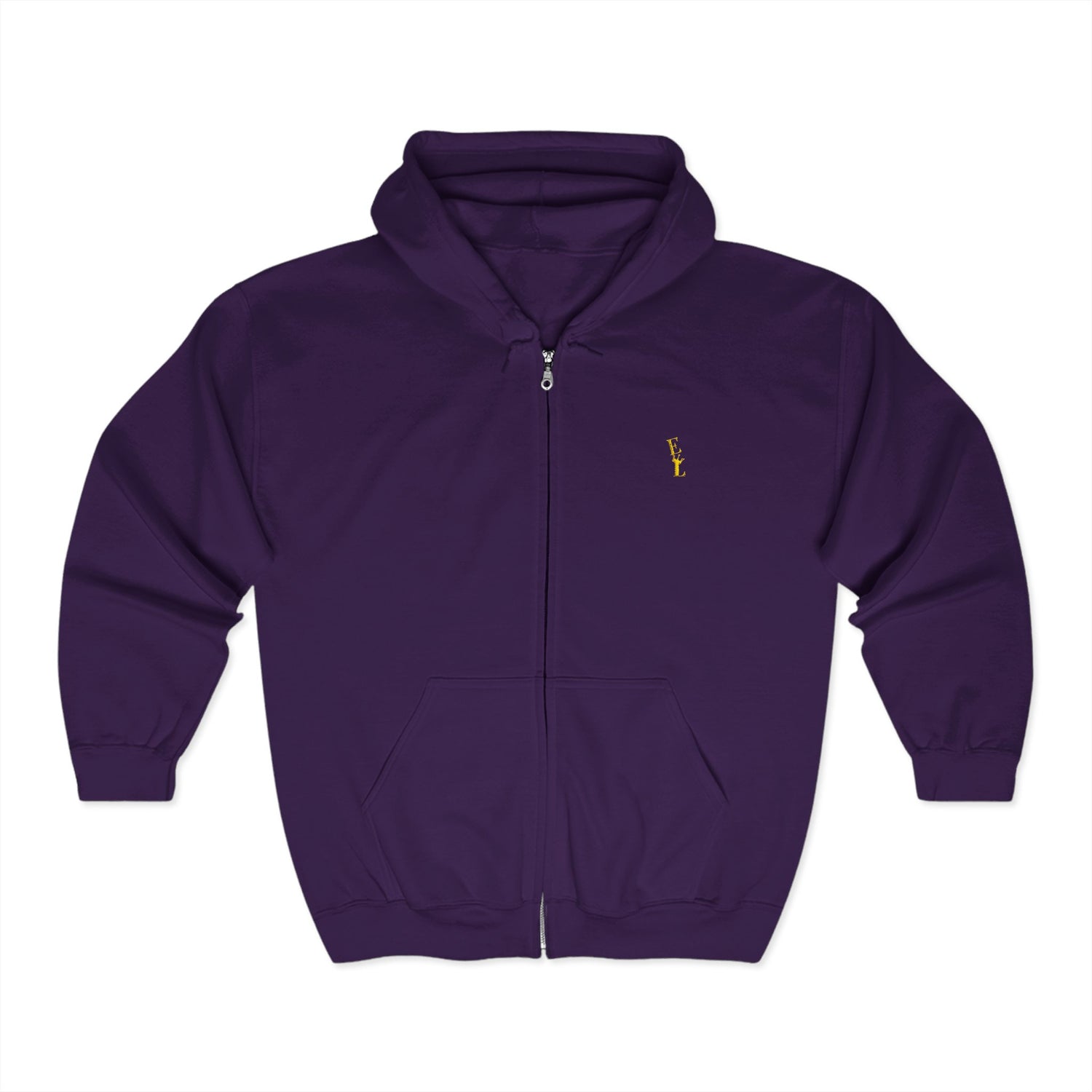 Everton Lane® Heavyweight Zip Hoodie – Purple | Signature Golden Embroidery