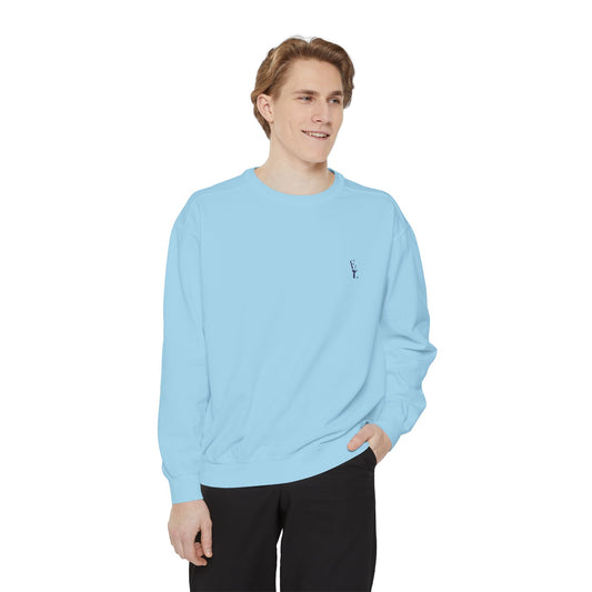 Everton Lane® Garment-Dyed Sweatshirt – Sky Blue | Signature Navy Blue Embroidery