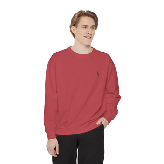 Everton Lane® Garment-Dyed Sweatshirt – Crimson | Signature Black Embroidery