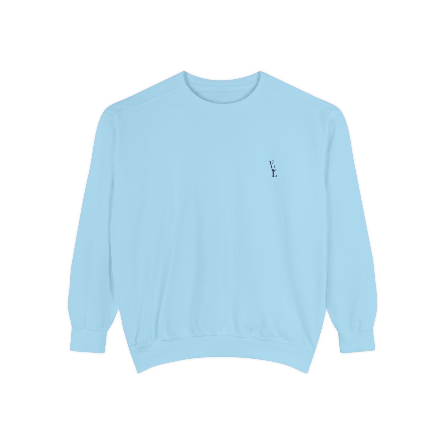 Everton Lane® Garment-Dyed Sweatshirt – Sky Blue | Signature Navy Blue Embroidery
