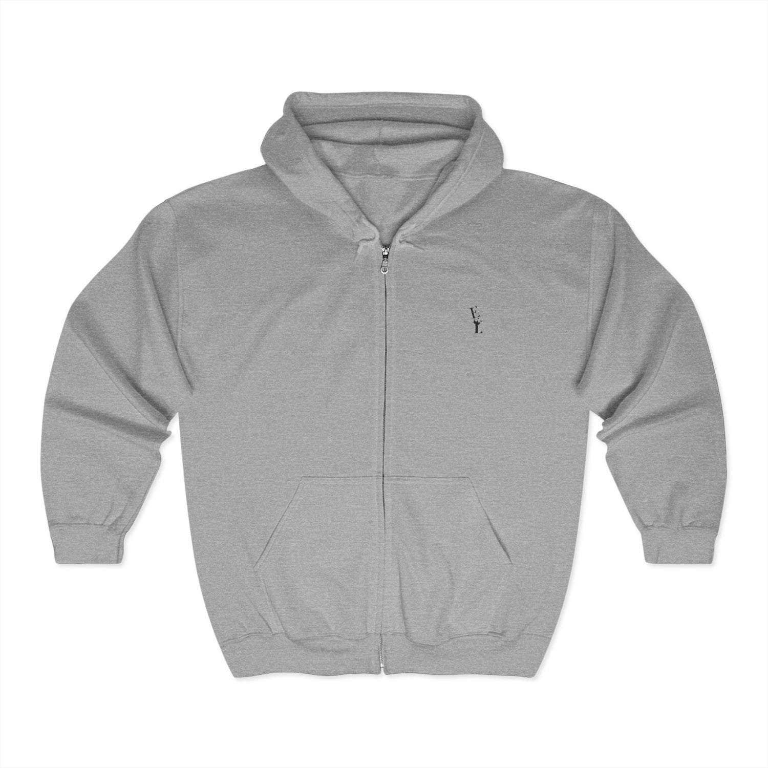 Everton Lane® Heavyweight Zip Hoodie – Sport Gray | Signature Black Embroidery