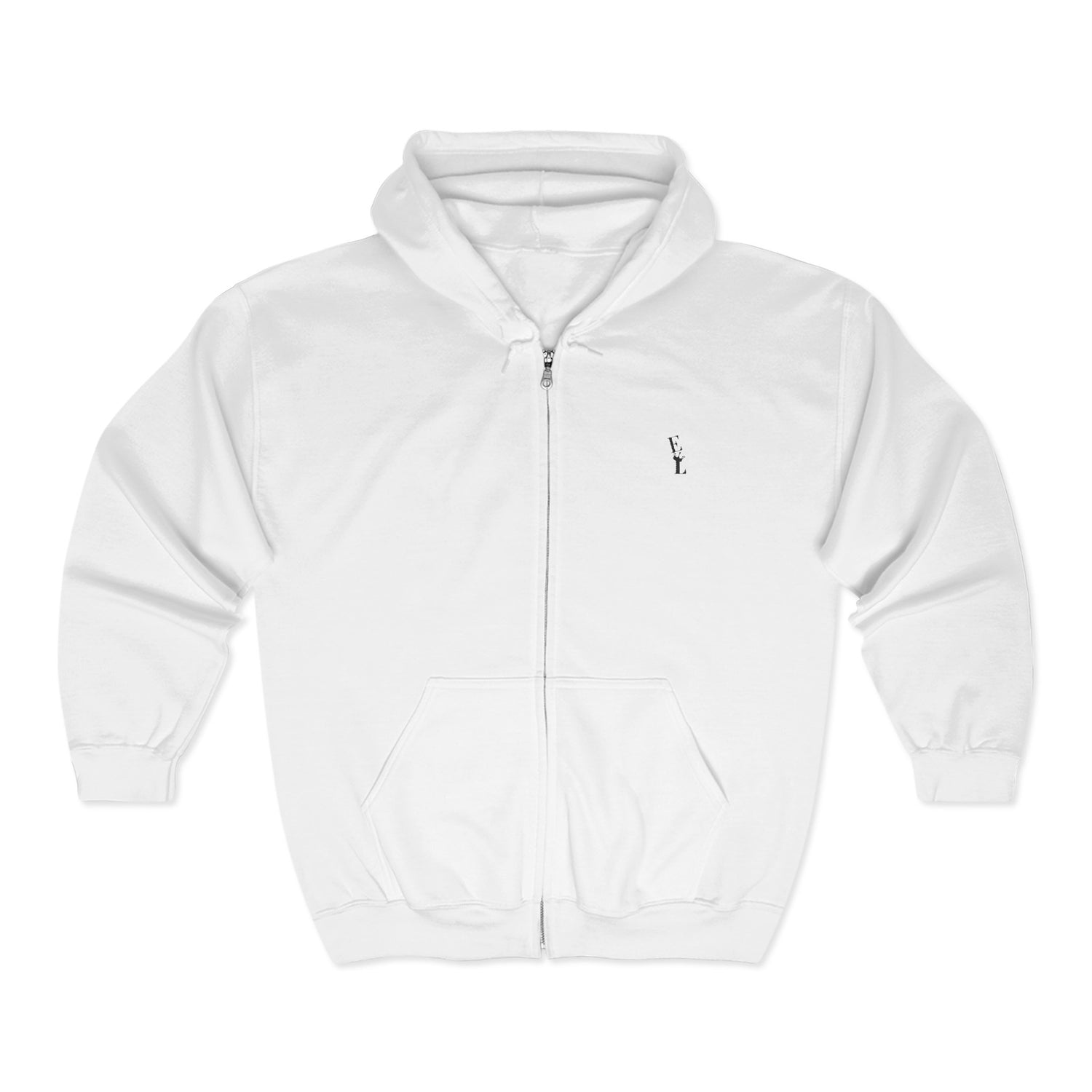 Everton Lane® Heavyweight Zip Hoodie – White | Signature Black Embroidery